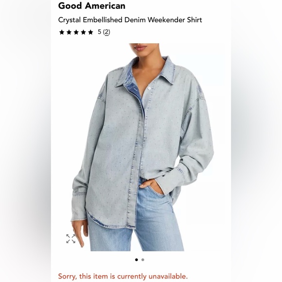 Good American Oversized Denim Shirt Sz 1 - Picture 2 of 9